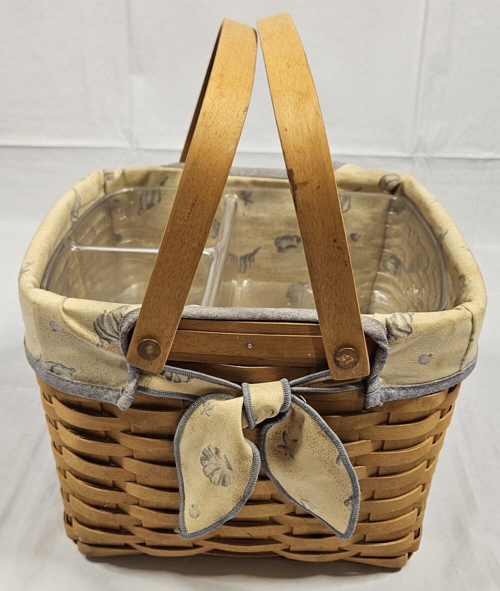Longaberger 1999 Seashell Basket Shoreline Liner Divided Protector Vintage